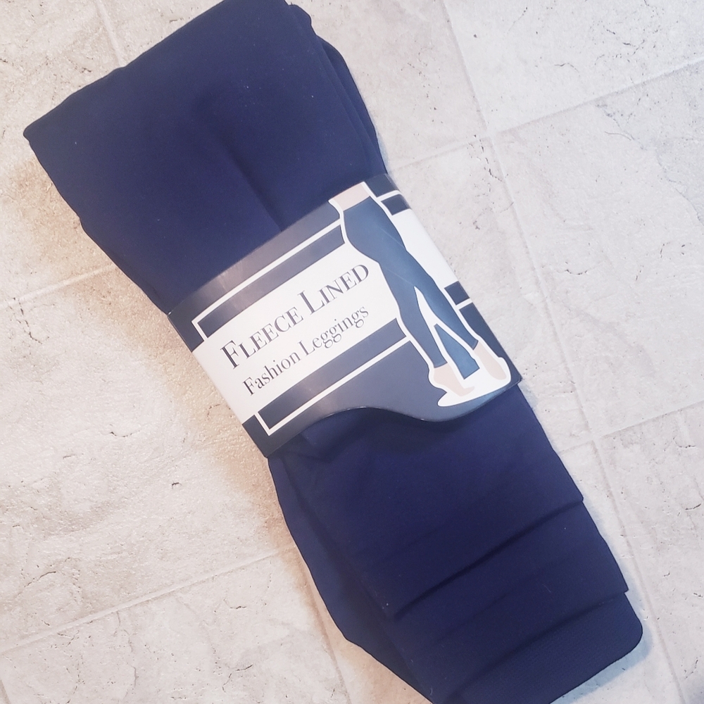 New Gold Medal Fashion Fleece Womens Lined Legging L-XL Navy